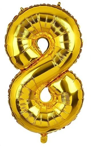 Фольгована кулька цифра "8" золото розмір 1 метр, фото 1