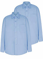 Голубая рубашка George с длинным рукавом, покрой Slim Fit 134-140