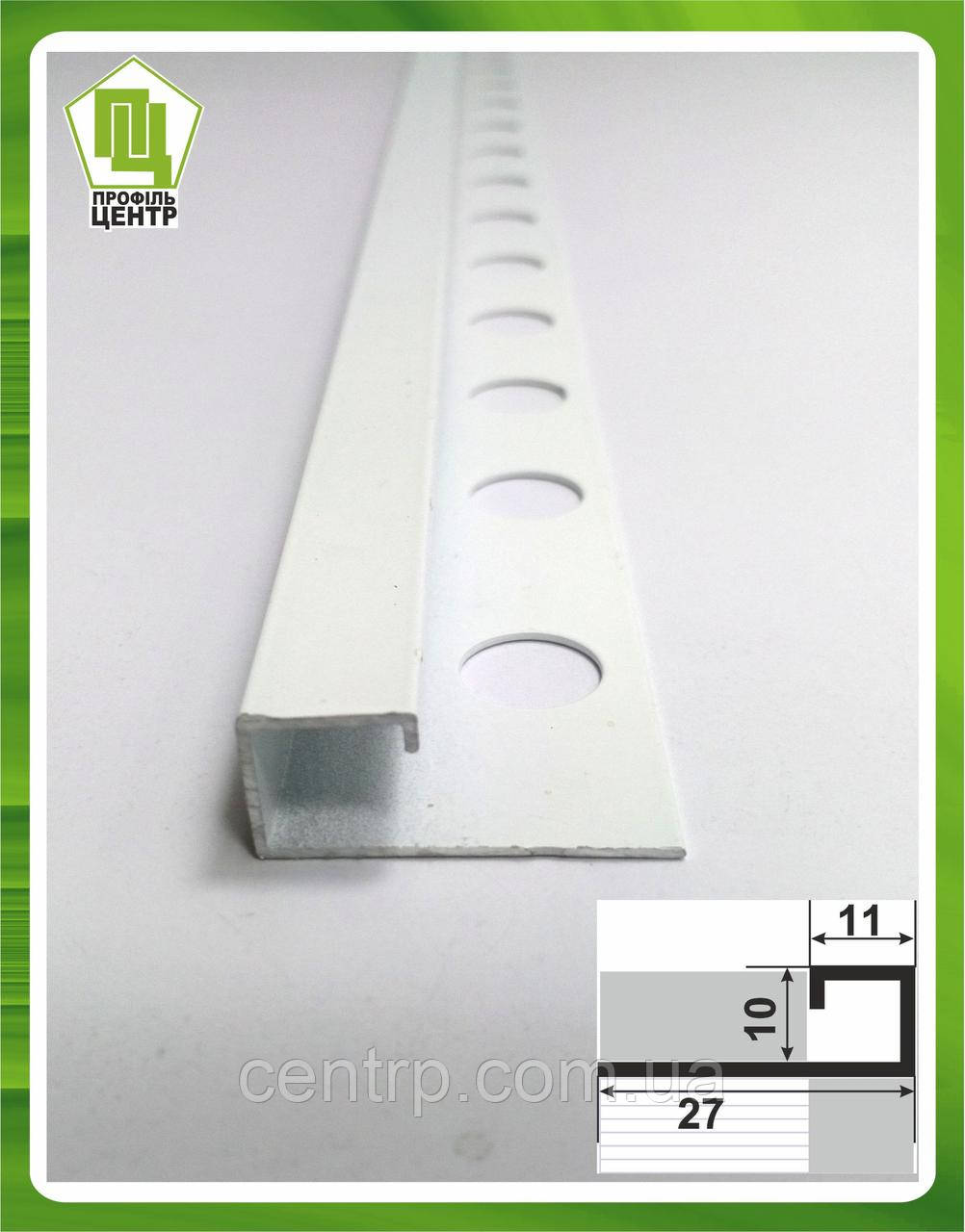 Алюминиевый П-образный квадратный профиль для плитки до 10 мм Квадро ТК 10 Белый L-2.7 м - фото 2 - id-p1376098421