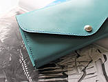Шкіряний жіночий гаманець ручної роботи "Menta" блакитний, фото 7