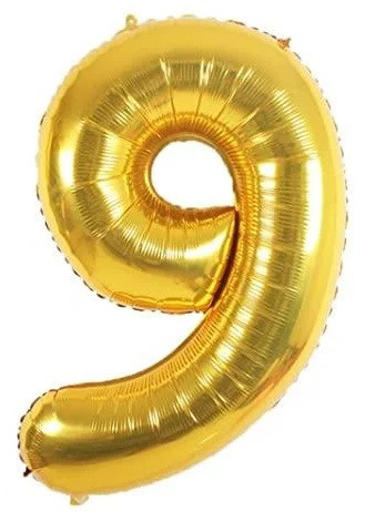 Фольгована кулька цифра "9" золото розмір 1 метр, фото 1