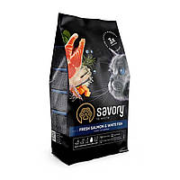 Сухий корм Savory для довгошерстих котів з лососем 2 кг