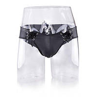 Чоловічі шкіряні труси зі шнурівкою для БДСМ чорного кольору Bdsm4u Кайф