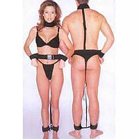 Бондаж для фіксації рук до тіла і ніг один до одного чорний Шкіряний Bdsm4u Кайф