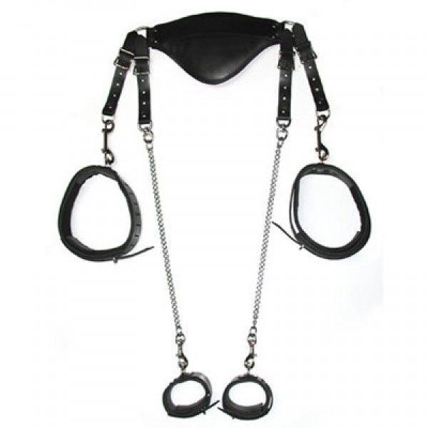 Жіночий бондаж для фіксації ніг чорний Шкіряний Bdsm4u Кайф, фото 1