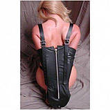 Бондаж-рукава для фіксації рук за спиною з блискавкою чорний Шкіряний Bdsm4u Кайф, фото 2