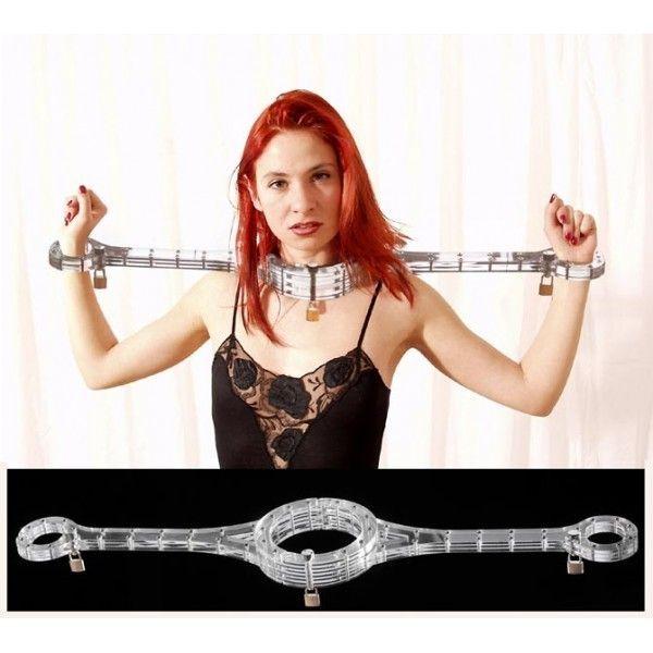 Фіксатори для рук на розпірці з кріпленням до шиї сталевий Bdsm4u Unisex Luxury Polymethyl Кайф, фото 1