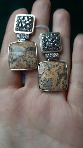 Срібні сережки з яшмою, фото 1