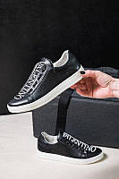 Кросівки жіночі шкіряні Valentino чорні біла підошва весна осінь демі повсякденні сліпони