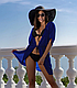 Літня жіноча накидка, пляжний халат шифоновий, пляжне парео темно-синього кольору, фото 6