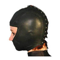 Шкіряна чорна закрита маска для голови з отвором для очей IXI13577 Кайф