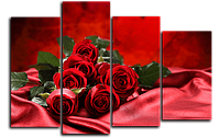 Модульная картина «Красная страсть», красные розы