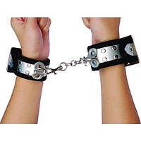 Наручники чорні з металевими пластинами для БДСМ Bdsm4u Кайф