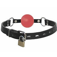 Чорний Шкіряний кляп в рот з гумовим кулькою для БДСМ Кайф