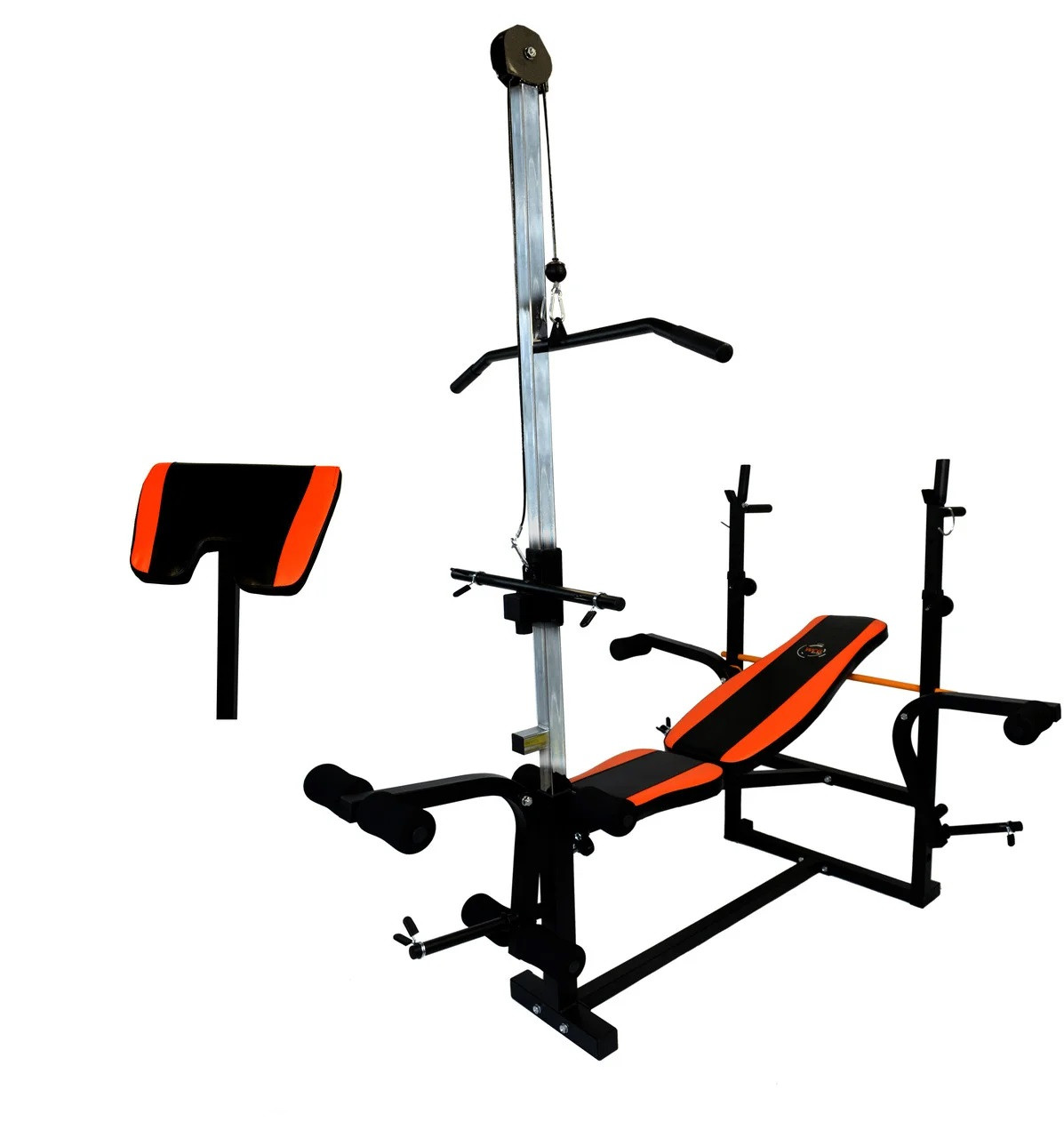 Лава для жиму багатофункціональна WCG 0070 з тягою брусами та приставкою Скотта Спортивна лава W_5780, фото 1