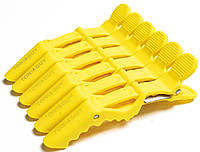 Зажим пластиковый для волос Crocodile желтый 6 шт (12997Gu)