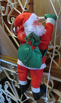 Новорічна Фігура Діда Мороза (Санта Клауса) 50см на сходах, водовідштовхувальна тканина