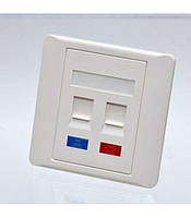 Рамка 86×86 під два модулі KeyStone, зі шторкою