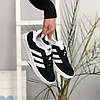 Кросівки жіночі чоловічі Adidas Gazelle og black Адідас Газель чорно-білі замшеві кеди повсякденні три смужки, фото 4