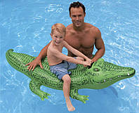 Дитячий надувний пліт Крокодил 168*86см Intex, пліт крокодил з ручкою для плавання