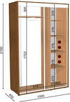 Шафа-купе 2-х дверна. Ширина 1000, Глибина 450, Висота 2100. Базова комплектація, фото 2