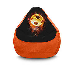 Крісло мішок "Football. Fire ball" Флок XXXL (100х135 см)