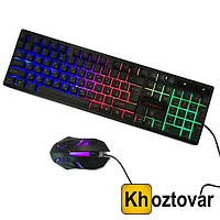 Проводная компьютерная клавиатура и мышь с подсветкой Keyboard HK-6300