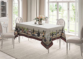 Скатертина водовідштовхувальна 144*234см Придністровський пейзаж, Тиротекс, 100% бавовна, бордовий