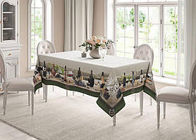 Скатертина водовідштовхувальна 144*194 см Винний натюрморт, Тиротекс, 100% бавовна, зелений