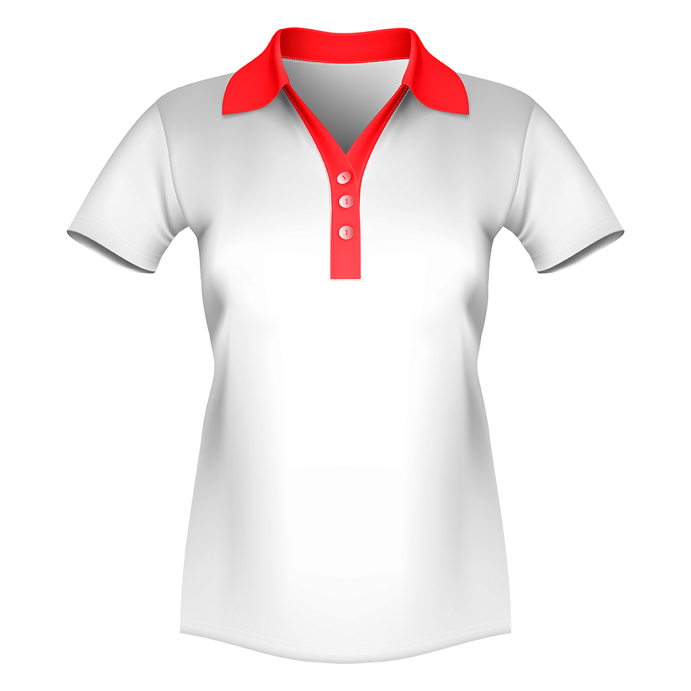 Жіноча футболка поло для сублімації,білий/червоний