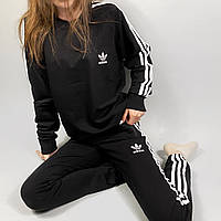 Спортивный костюм женский Adidas черный | Комплект Адидас весенний осенний Кофта + Штаны ЛЮКС качества