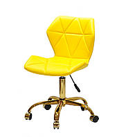 Стильное кресло из эко-кожи желтого цвета на колесиках на золотом основании Torino GD-Office