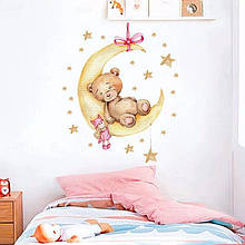 Наклейка на стіну / шпалери вінілова інтер'єрна дитяча для дитячої кімнати / садка сплячий Мишка