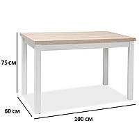 Маленький стол Signal Adam 100x60см для кухни дуб сонома с белым каркасом Польша