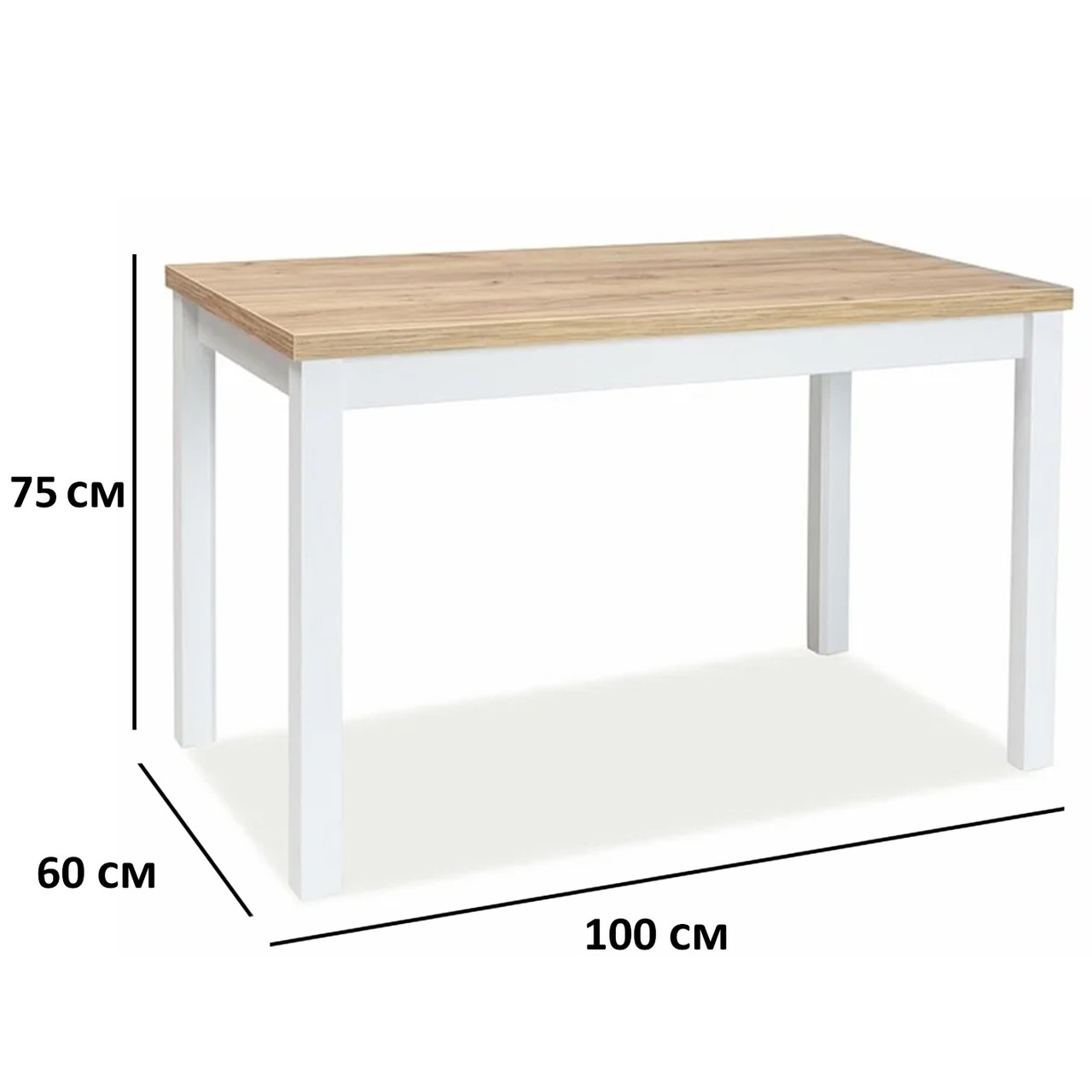 Кухонний маленький стіл Adam 100х60см золотий дуб з білим подстольем Польща, фото 1