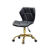 Черное компьютерное кресло из эко-кожи на золотом основании Torino GD-Office золото+черный