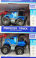 Машинка Джип, Сити Сервис Monster Truck з музикою і світлом в коробці WY700C звук свет