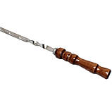 Набір плоских довгих шампурів 5 штук з дерев'яною ручкою для шашлику м'яса та овочів 720х12х3 мм, фото 6