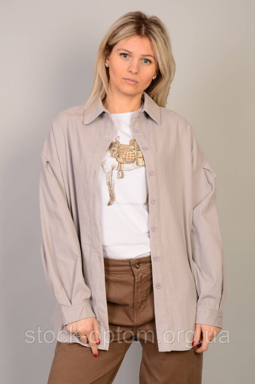 Вельветова жіноча сорочка оптом Міѕѕ Fashion (4407) 22Є, лот 2шт