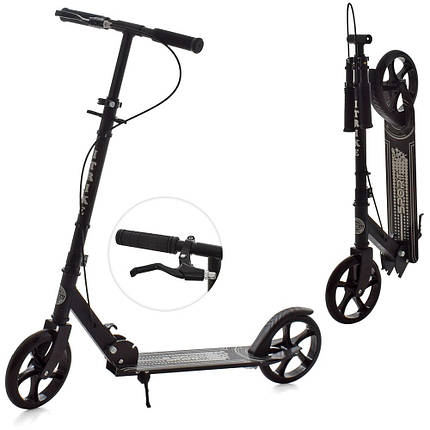 Самокат I-TRIKE, алюміній + сталь, підставка, ручне гальмо, чорний, SR2-051-1-B, фото 1