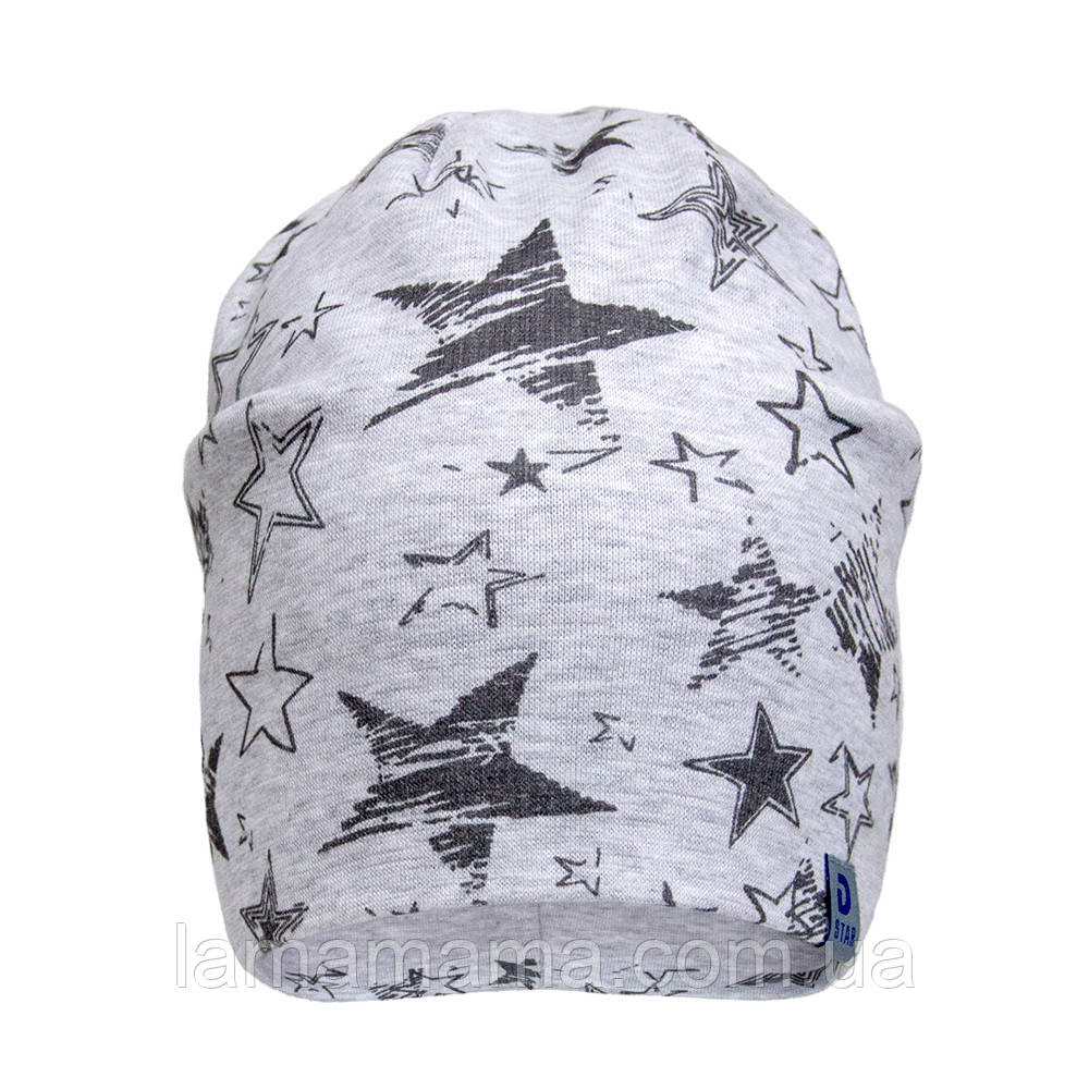Демісезонна двошарова шапка Зірки сірий David's Star, фото 1