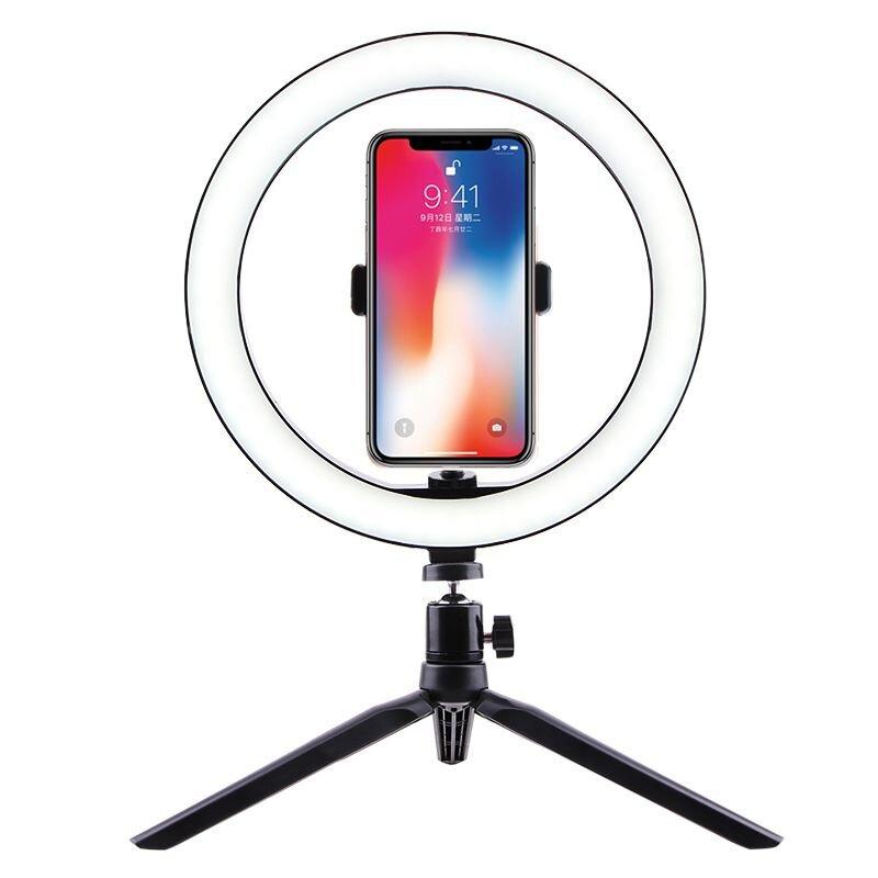 Селфі кільце світлодіодне на штативі з тримачем для телефону Selfie ring light, діаметром 26 см, 3 кольори підсвічування