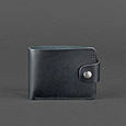 Жіноче шкіряне портмоне гаманець на кнопці, авторські гаманці повністю ручної роботи для дівчат Чорний, фото 5