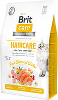 Сухой корм Brit Care Cat GF Haircare Healthy & Shiny Coat уход за кожей и шерстью (лосось/курица)