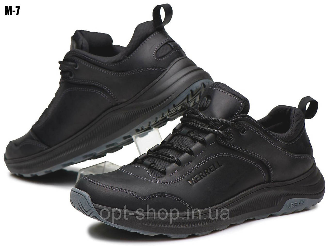 Чоловічі кросівки туфлі спортивні шкіряні демісезонні чорні Merrell копія (код:СД-М-7)