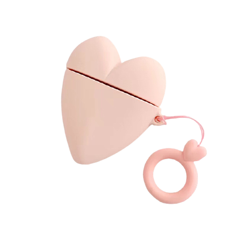 Чехол для наушников AirPods 1/2 серце пудрово-розовий, фото 1