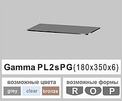 Поличка зі скла настінна навісна прямокутна Commus PL2s PG smart (180х350х6мм)