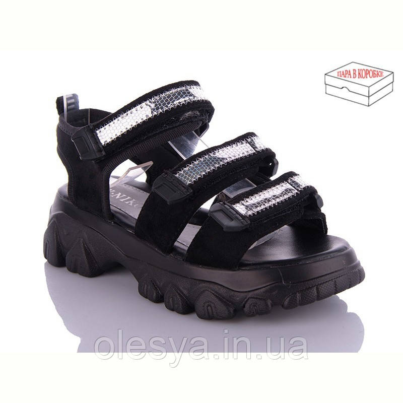 Босоніжки чорні на платформі для дівчаток W.Niko 053-1 Розміри 32 33, фото 1