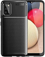 Чехол накладка Autofocus Carbon Samsung Galaxy A02s A025 Черный