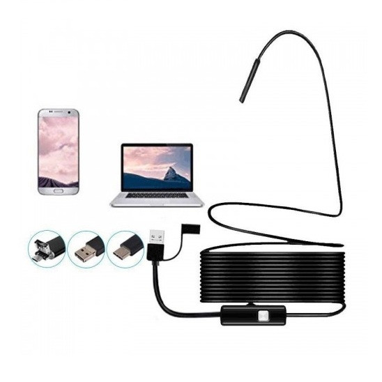 Ендоскоп-виробник жорсткий 3в1 Android-OTG для смартфона (5 метрів) 3 насадки, фото 1